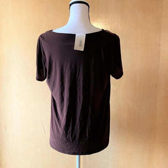 NWT Sz 1X Standard Brown/Orange Short Sleeve Top - Picture 3 of 4